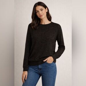 BIMBA Y LOLA Black Metallic Knit Pullover Sweater Cotton Size Small